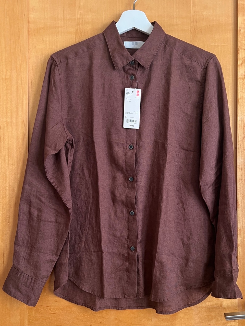 UNIQLO Women Premium Linen Long Sleeve Shirt (NWT) | Brown